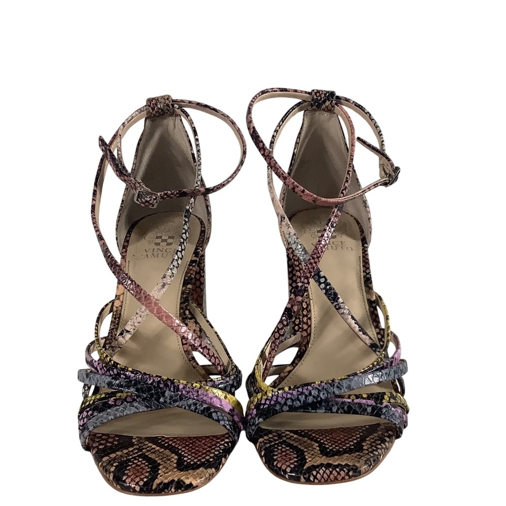 Vince Camuto Womens Multicolor Snakeskin Strappy Block‎ Heel Sandals Size 10 M